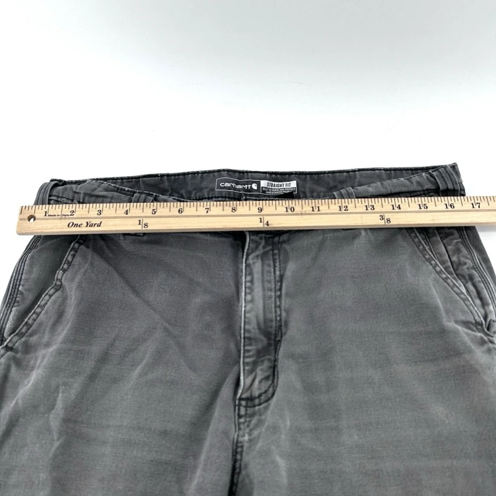 Carhartt Faded Grey Work Pants 34x36 Distressed Repair Grunge Workwear Carpenter